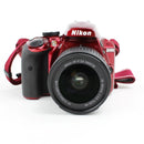 Nikon D3400 DSLR Camera with 18-55 VR AF-P and 70-300 AF-P Lenses - Red