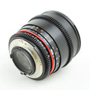 Rokinon Cine DS 85mm T1.5 AS IF UMC – Excellent Condition, Full Frame DSLR Lens for Nikon