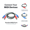 ZAWDIO Set of 2 MIDI Patch Cables – New 36" Male-to-Male Extension