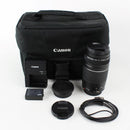 Canon EOS Rebel T7 DSLR Camera with 18-55 IS II and 70-300 III Lenses.